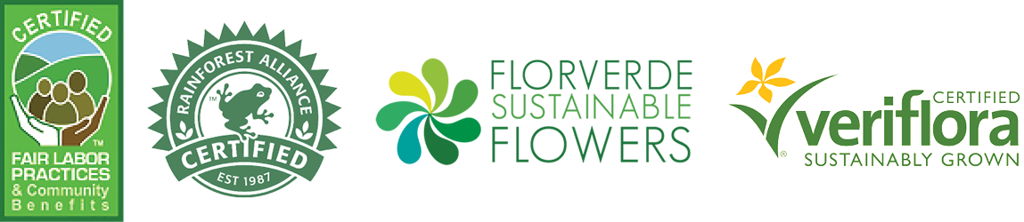 We proudly feature select floral and plants with these certifications