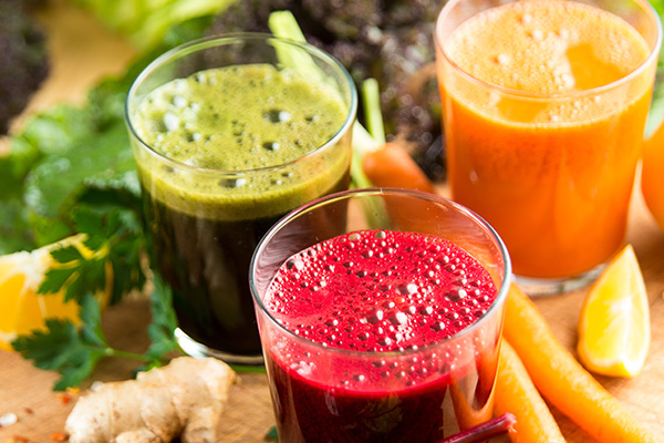 Various Freshly Squeezed Vegetable Juices for Detox